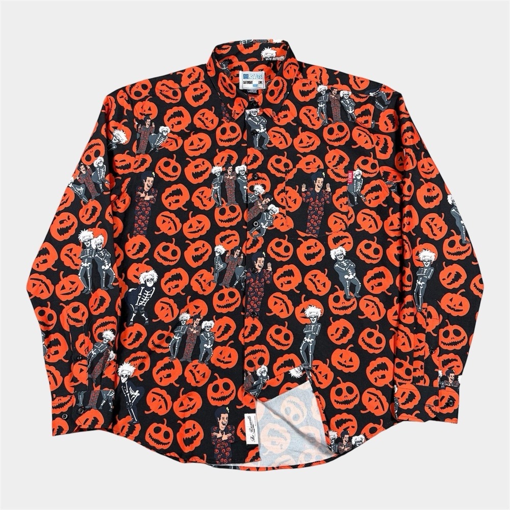 RSVLTS David S. Pumpkins SNL Shirt Men's L KUNUFLEX Button Up EUC Rare Halloween